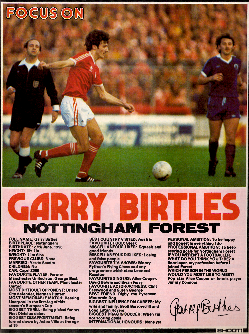 TOPPS 1979 FOOTBALL CARD #221 NOTTINGHAM FOREST GARY BIRTLES 