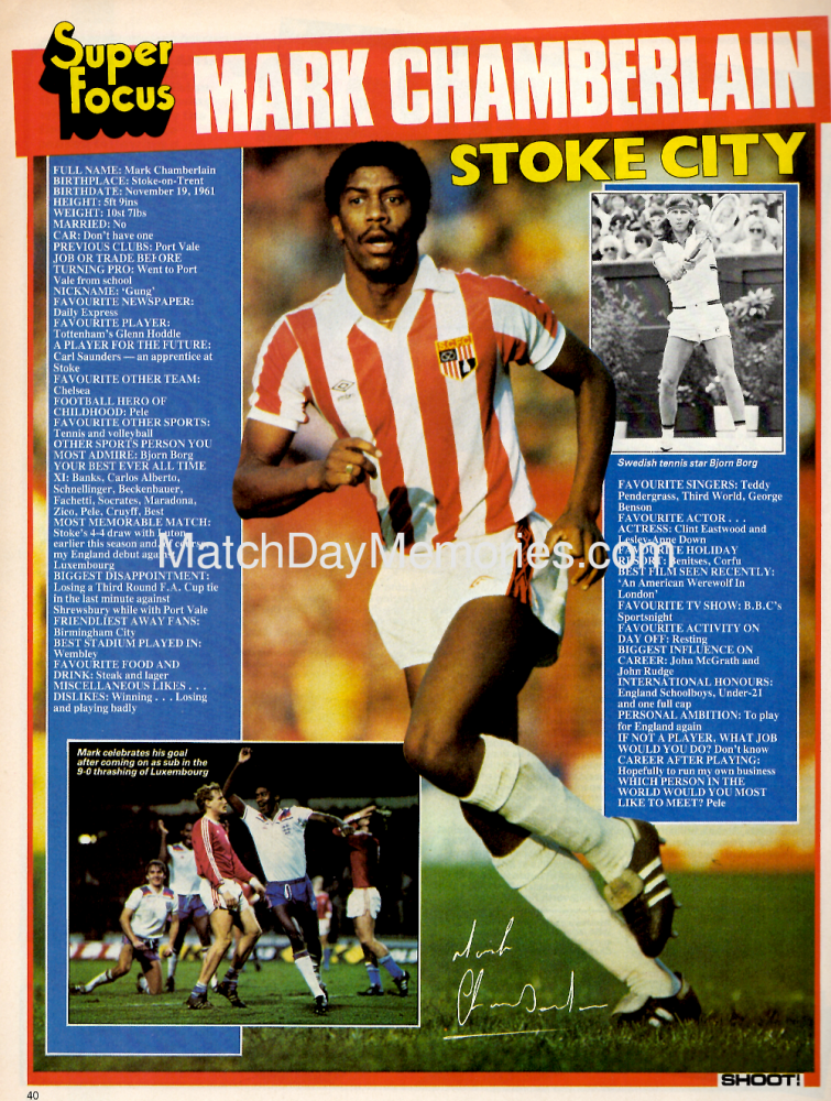 Mark Chamberlain Stoke City – Football InPrint